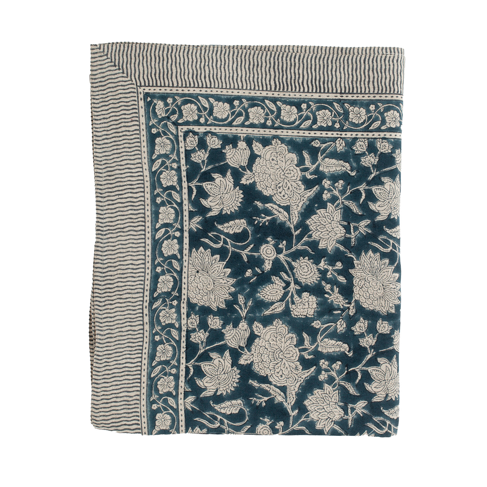 Duk Indian Rose 150x230 denim blå linne