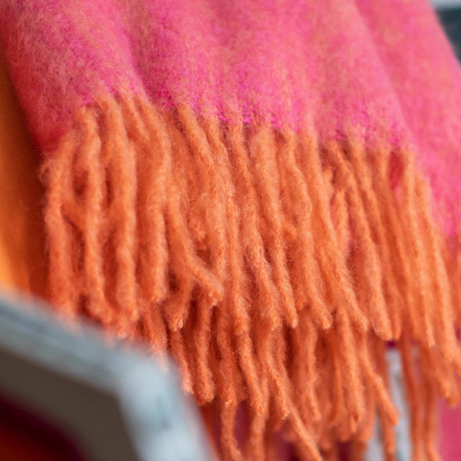 Pläd Orange/Pion melange 130x170 mohair